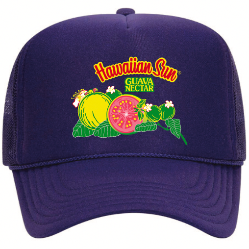 Grown here, not flown here! Guava Nectar is a Hawaiian Sun fan favorite so we're celebrating this tropical, Big Island fruit with an adjustable, mesh trucker hat. Hawaii guava juice drink